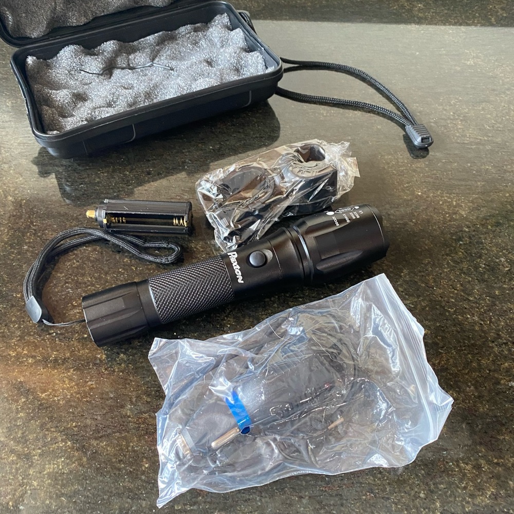 Phixton Rechargable Black Flashlight Set with Case